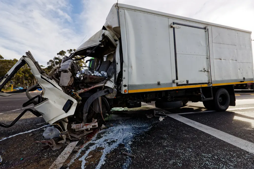A serious accident between two lorries